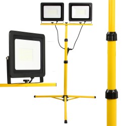 Lampada da lavoro LED 2x100W IP65 con treppiede doppio regolabile H max 1,6 m